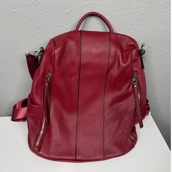 S-Zone Women’s Cowhide Leather Backpack Burgundy Red BoHo main image 7